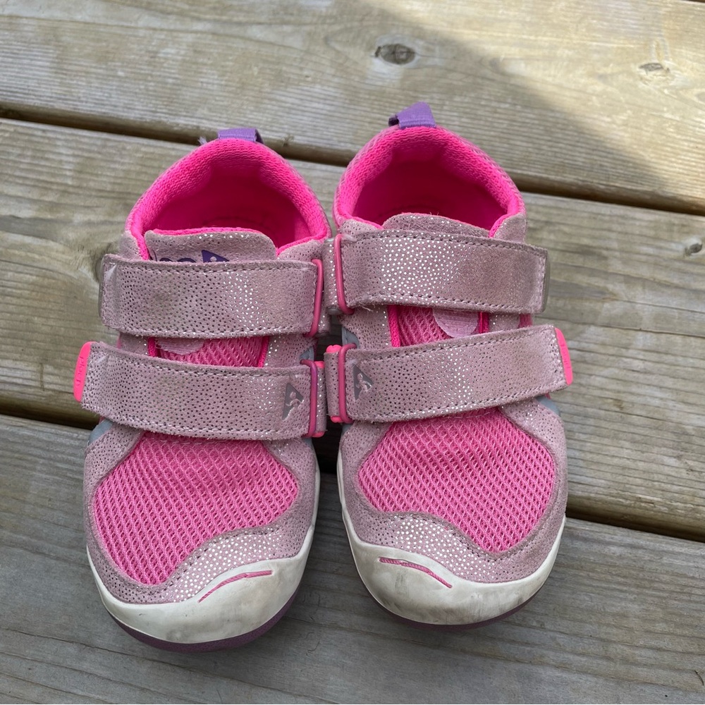 PLAE Pink Sparkle Sneakers with Velcro Straps